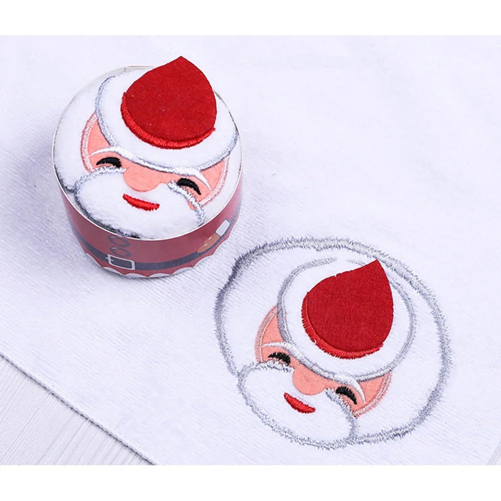 

2Pcs Christmas Cotton Towels Santa Claus Pattern Soft Absorbent Hand Towels Cute Cake Design Xmas Gift Home Decoration