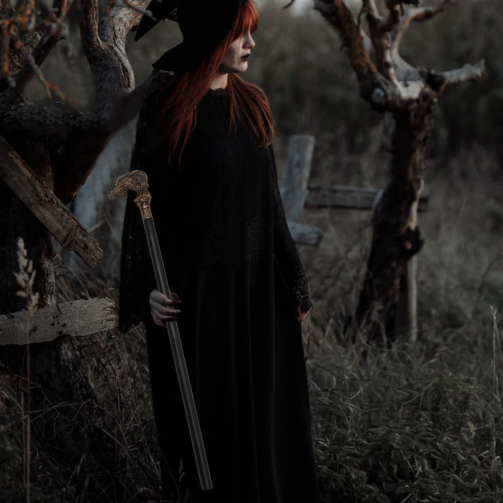 Leichter Drachenkopf-Stock im Punk-Stil, Halloween-Gehstock, Cosplay-Requisite, exquisites Handwerk, dekoratives Accessoire