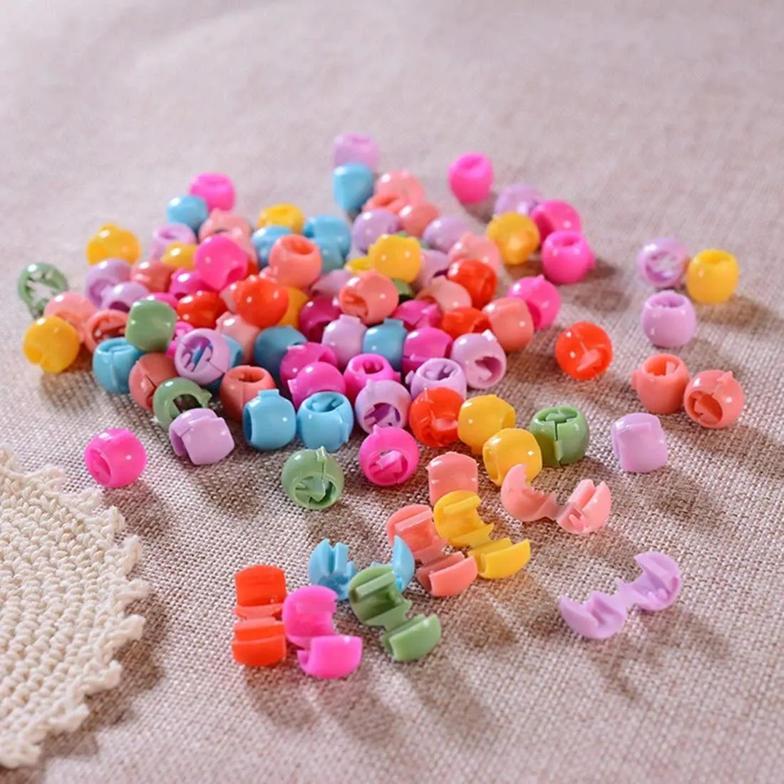 60/100pcs Hair Braids Maker Beads Headwear Cute Candy Colors Plastic Hairpins Hair Claw Clips For Women Girls Hair Accessories