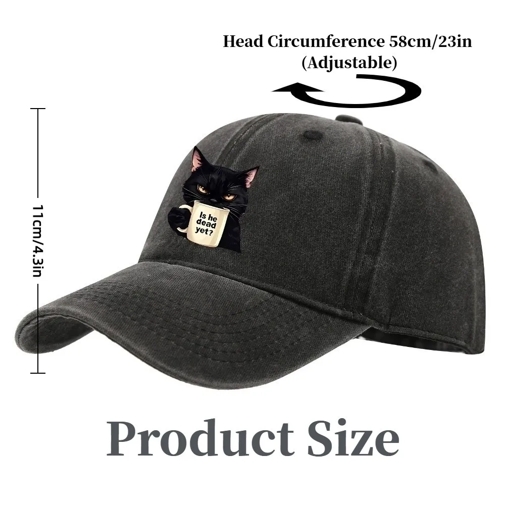 Trendy Cat Embroidery Feral Baseball Cap Adjustable Breathable Sun Hats Hip Hop Lightweight Sunscreen Hat Unisex Styles