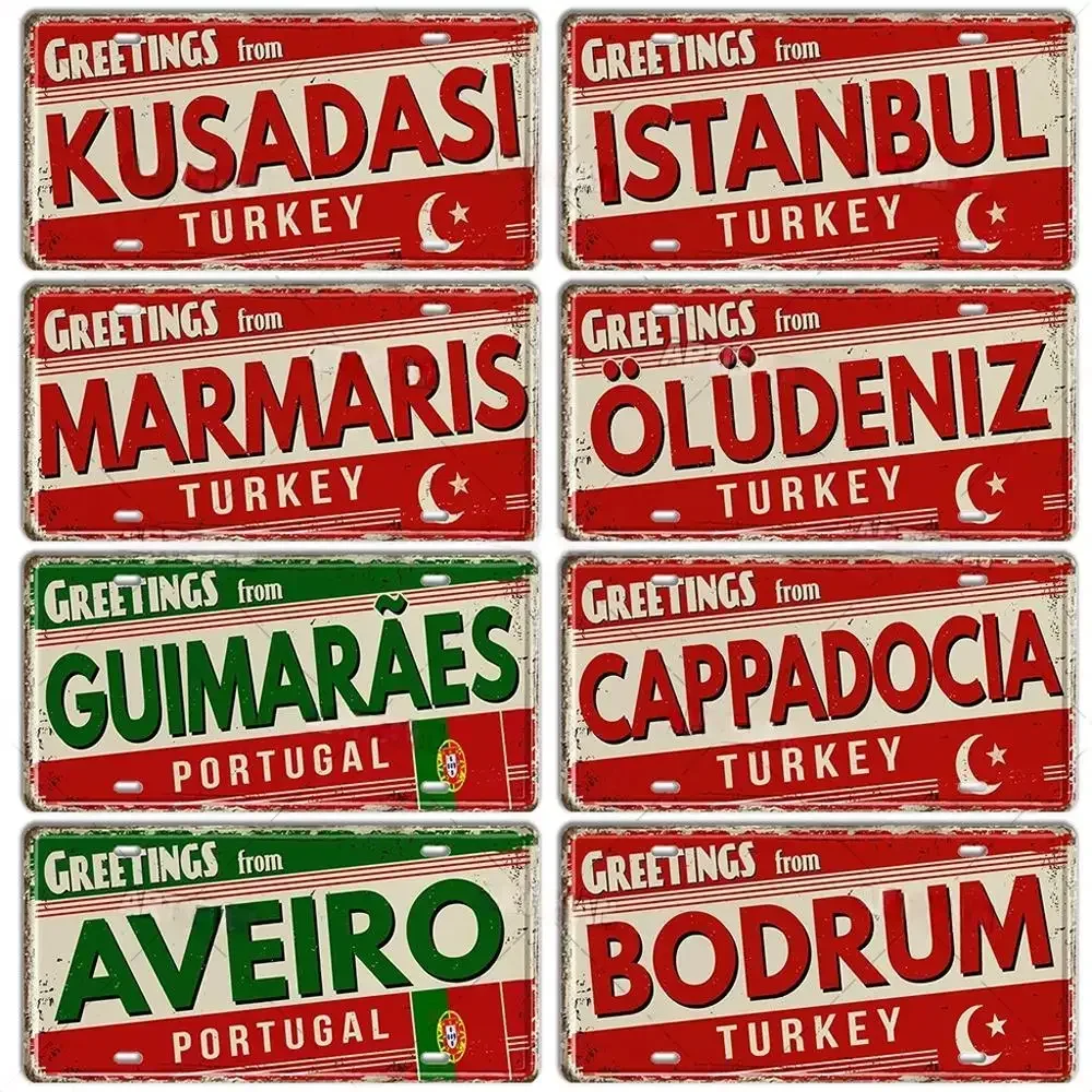 Turchia portogallo targa in alluminio targa in metallo portogallo punto di riferimento cittร stato targa decorativa Garage Club Man Cave Bar Pub