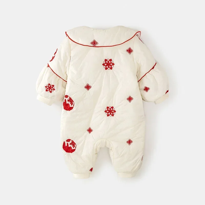 2024 Newborn's One-Piece Baby Clothes Korean Autumn and Winter Jumpsuit for Kids Girl's Cotton-Padded Clothes Climbing Clothes