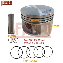 Engine Parts 57mm For Haojue Suzuki EN125 HJ125 RV125 HJ EN 125 125CC Cylinder Piston Pin 14mm Rings Kit Motorcycle Accesories