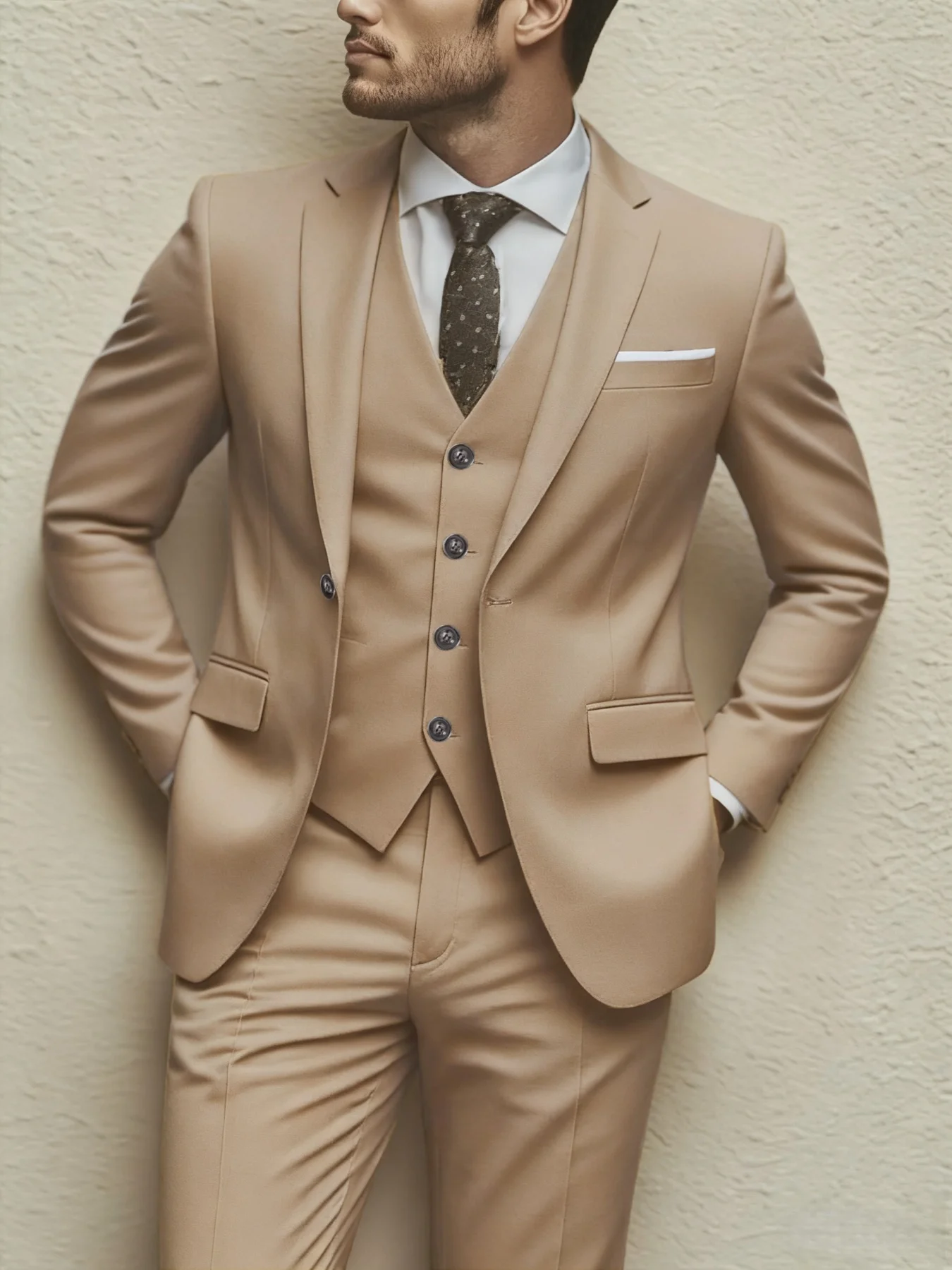 

【Men's Suit】Men's 3pcs Formal Suit Set - Tailored Jacket & Trousers for Wedding Party & Business Gatherings