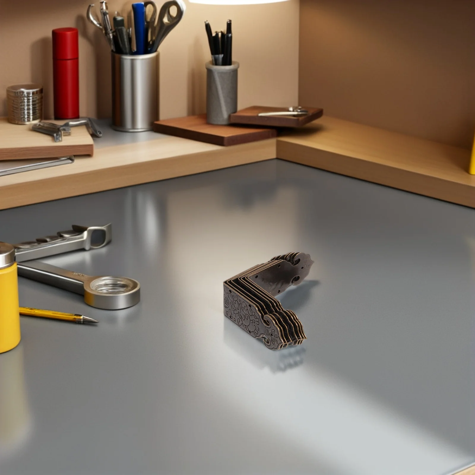 8 قطعة واقيات زوايا معدنية عتيقة واقيات حافة زخرفية نحاسية لصناديق المجوهرات صندوق خشبي حماية معززة