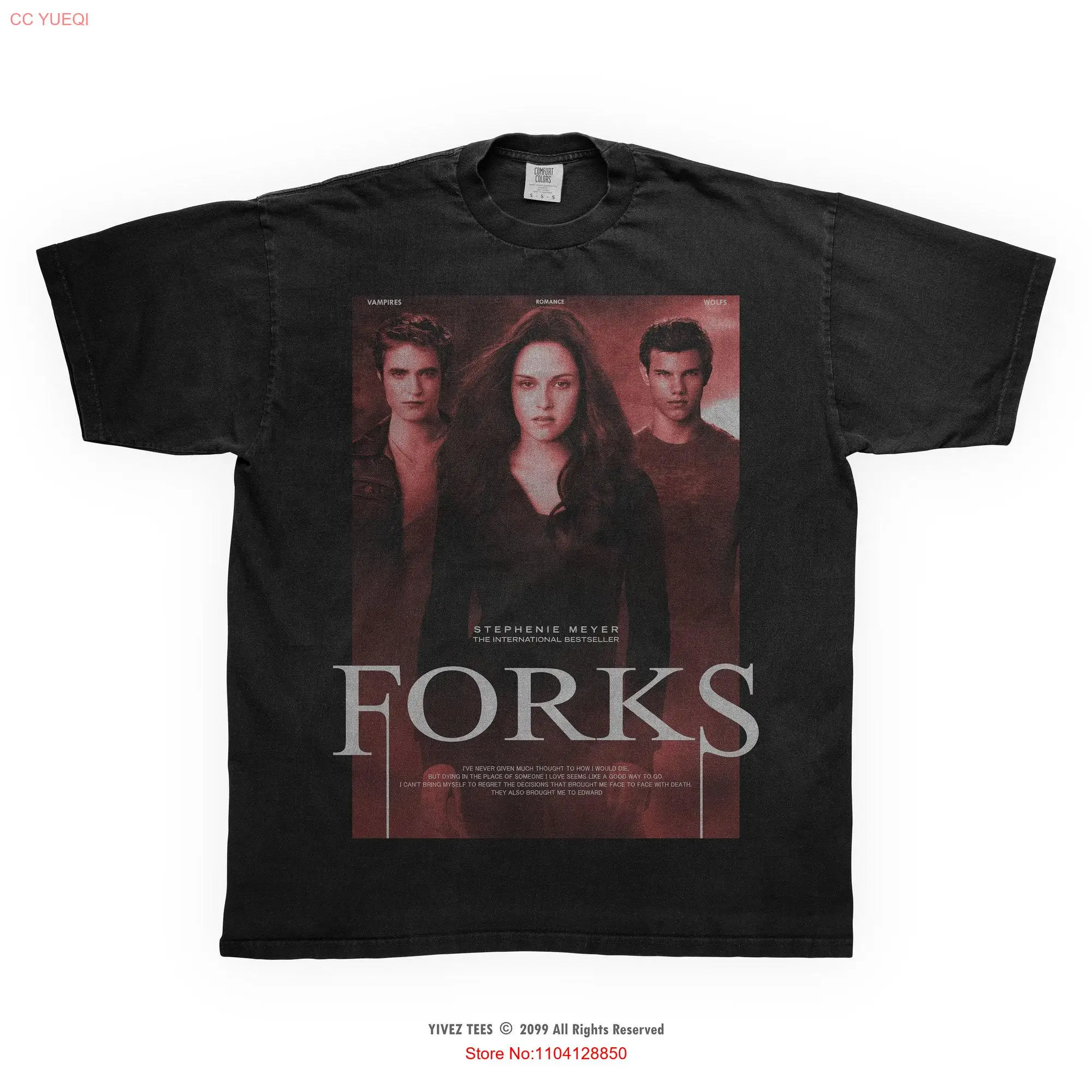 TwilighT T Shirt Inspired by Fork Vampire Wolf Romance Novel Bella Jacob Edward Movie Fans Merch for Fantasy Readers