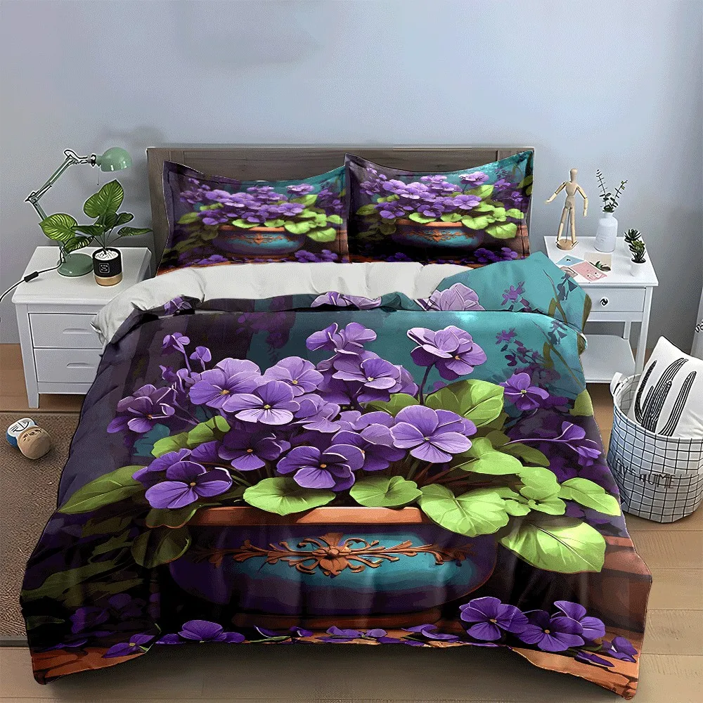 

"Elegant Floral Pot Set for Decor" Exquisite three-piece bedding set gift for kids and adults