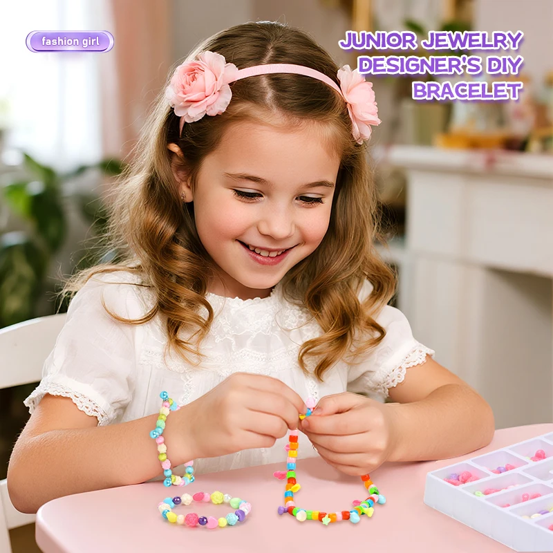Children's Handmade Beaded DIY Handmade Bracelet Necklace Ornaments Accessories Colorful Beads Educational Toys For Girls Gifts