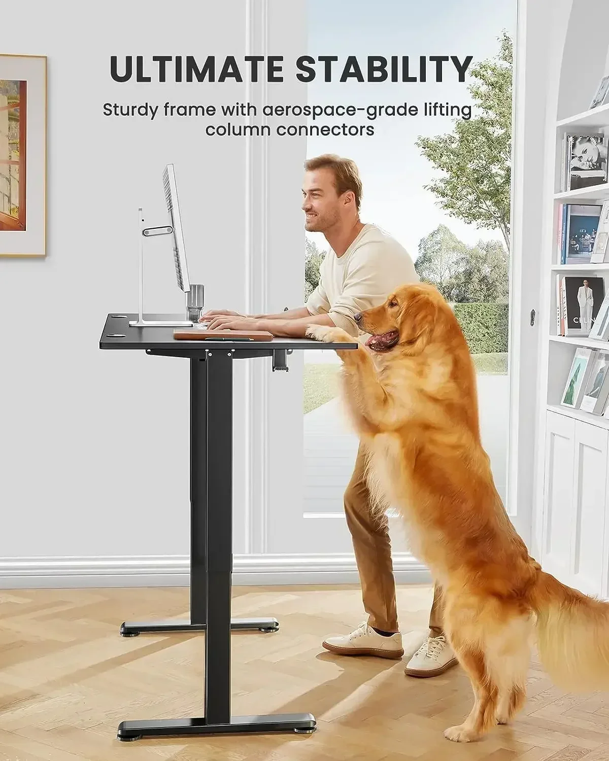 ErGear-Height Adjustable  Standing Desk, Sit Stand up  Memory Computer, Home Office  Black, 55x28 in