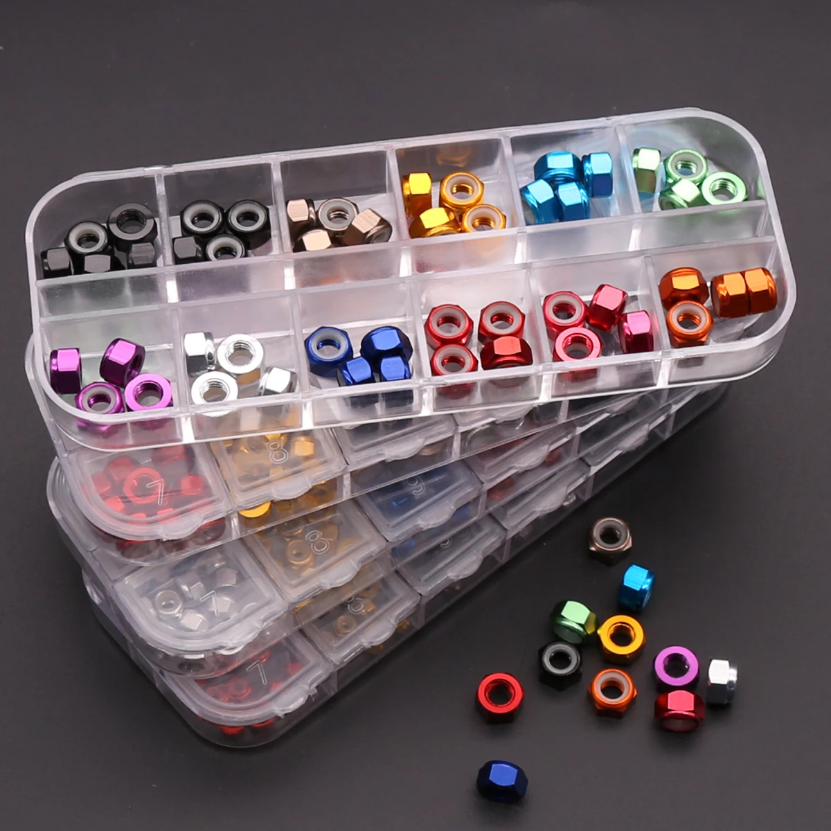 60/100PC M2 M3 M4 M5 Rivet Nut Colorful Aluminum Alloy Flange Nuts Nylon Hex Insert Lock Locknuts Self-Locking For RC Model Part