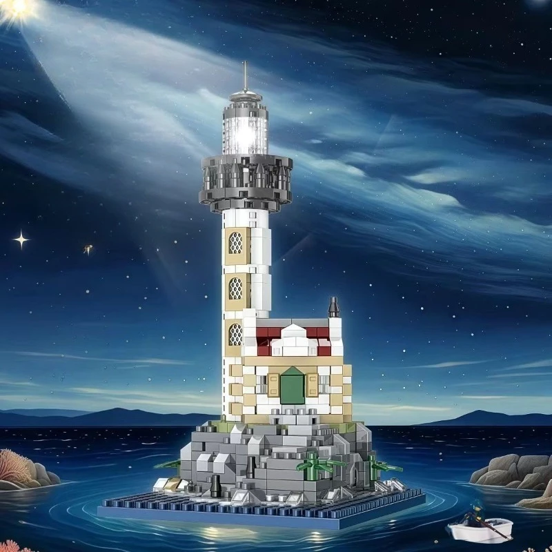 

English Title: Micro Particle Lighthouse Building Kit, Coastal Scene Model for Home Decoration