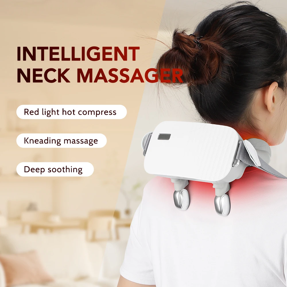 Neck and Shoulder Massager Wireless Heating Red Light Electric Kneading Back Massager Shawl Massaging Muscle Relaxing