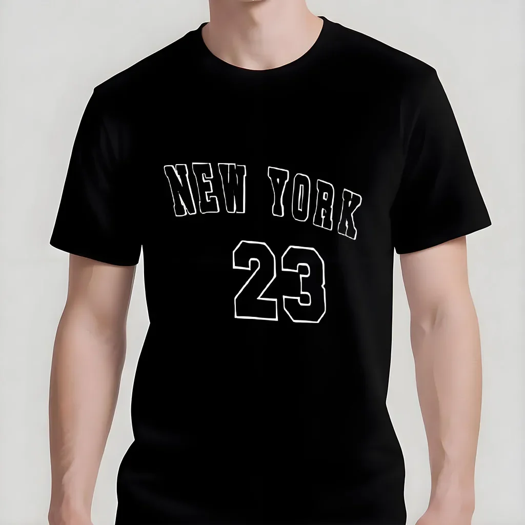 

New York Print No. 23 Men's T-shirt, Casual Short-sleeved Top, Fashionable and Comfortable Cotton Round-neck T-shirt for Men