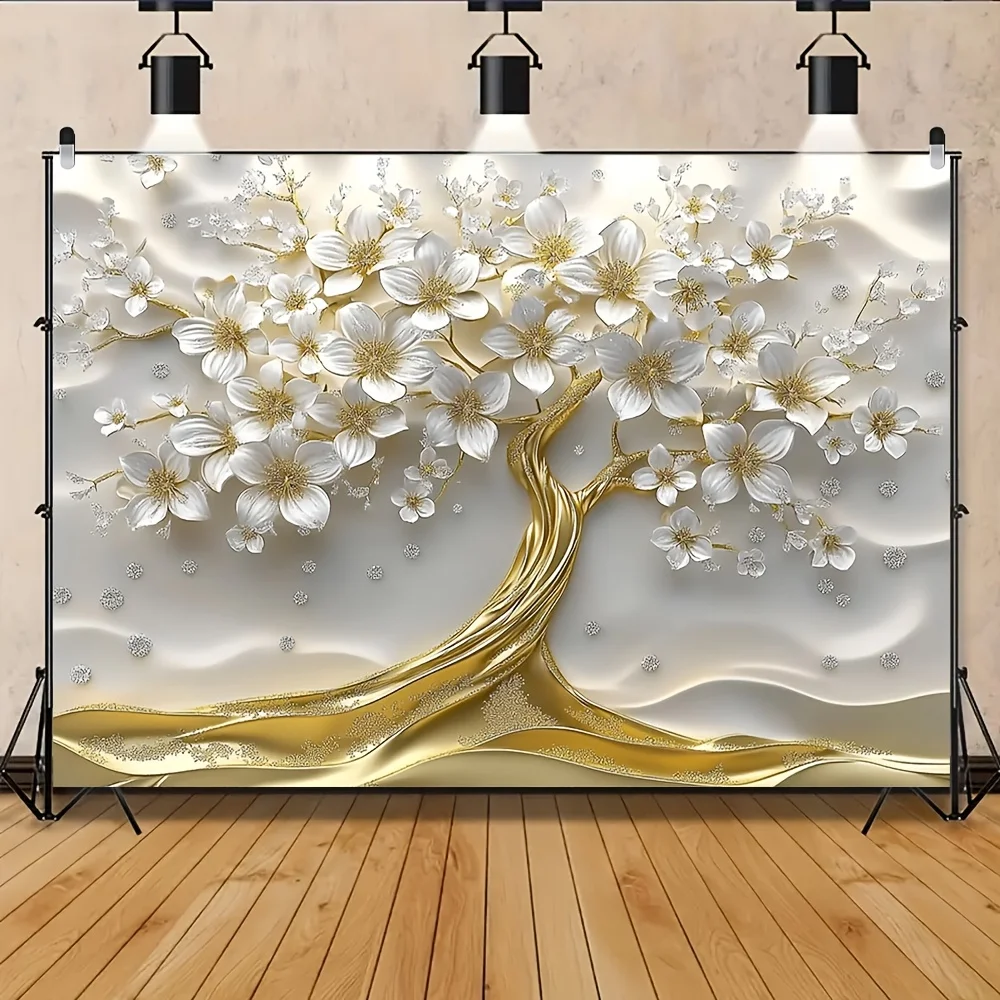 Made of polyester, this oversized white tree mural is perfect for elevating your living room, bedroom or office