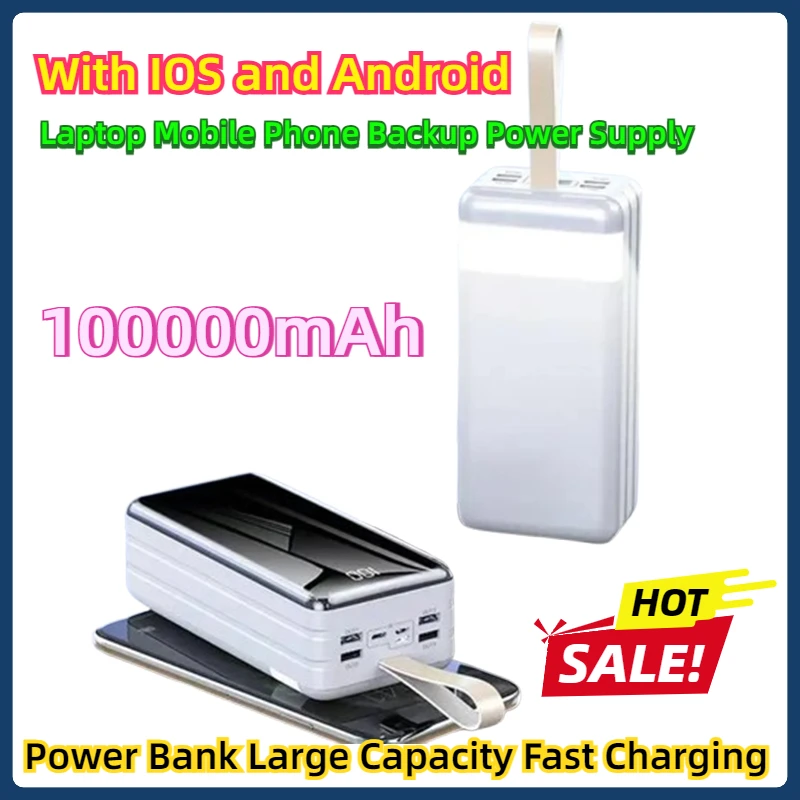 With IOS and Android 100000mAh Power Bank Large Capacity Fast Charging Laptop Mobile Phone Backup Power Supply Compatible