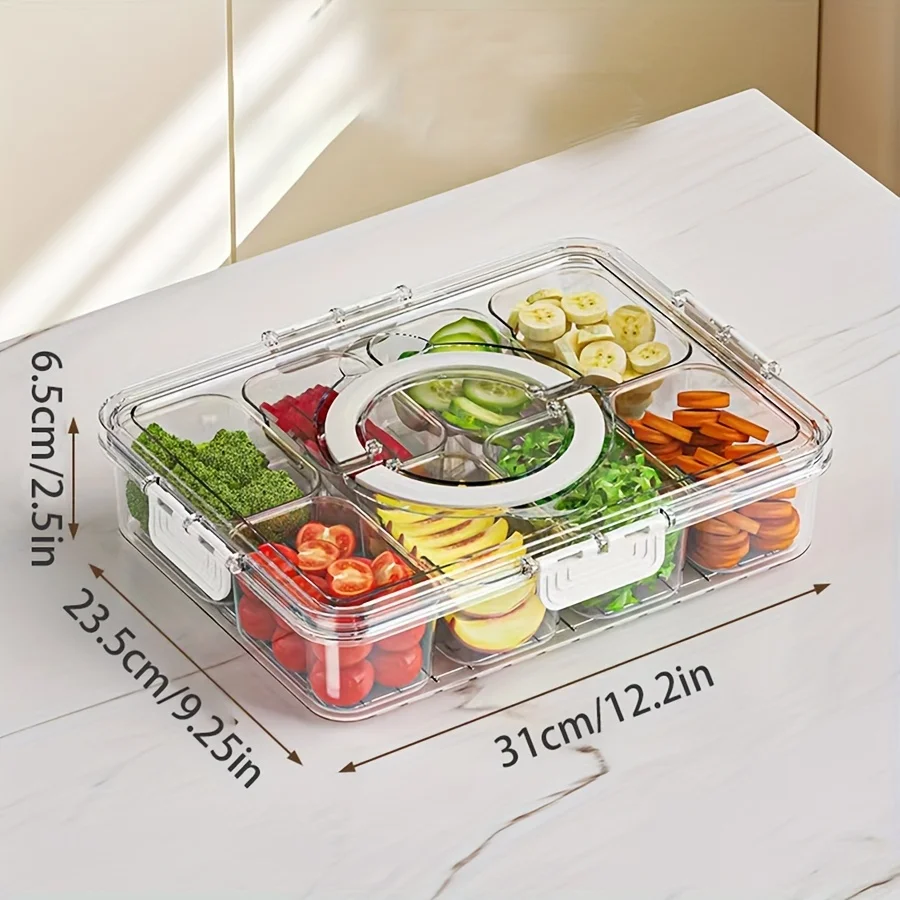 4Grid/8 Grid Snack Box Container, Draagbare Reizen Charcuterie Board met Deksel, Koelkast Voedsel Opbergdoos, Snack Organizer