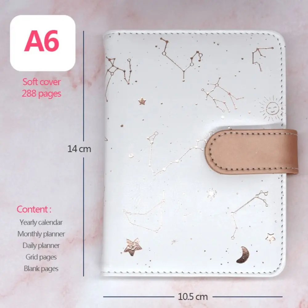 Diary Starry Sky Agenda Planner Notebook Soft A6 Constellation Cover Notebook Plan PU Leather Weekly Planner Notebook Students