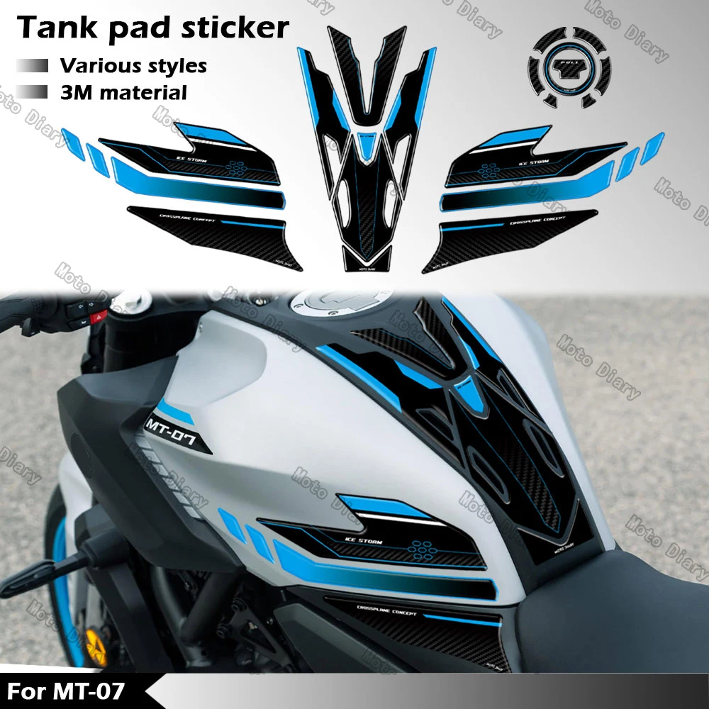

3D Resin Fuel Tank Pad Sticker Motorcycle Oil Gas Cap Tank Decal Cover Protector Waterproof Ice Storm For MT 07 MT07 MT-07 2025