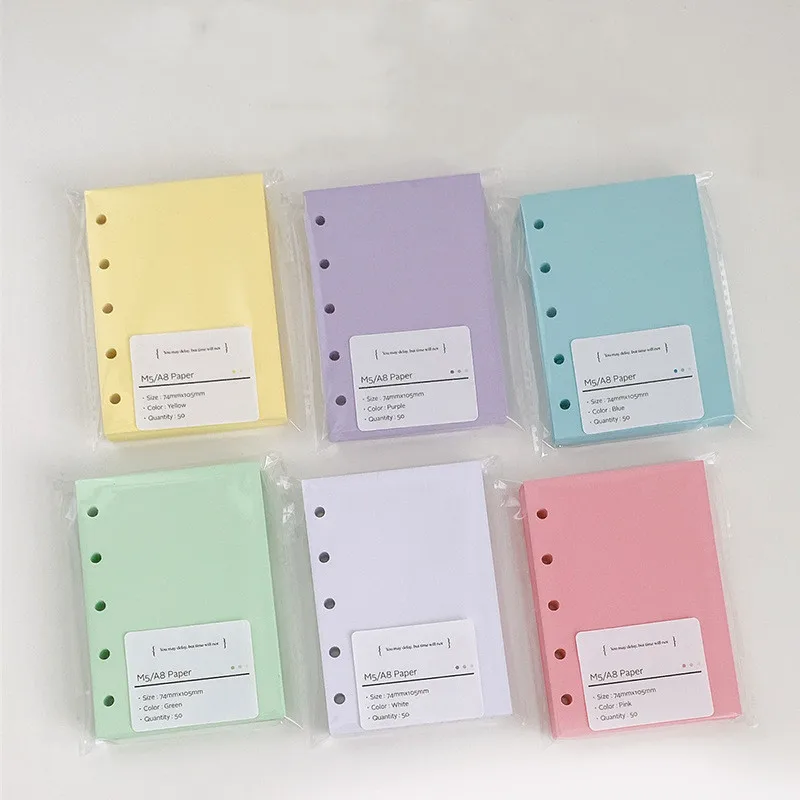 M5 5Holes 50 Sheets Colorful  Loose Leaf Notebook Refill Spiral Binder Inner Page Weekly Monthly To Do Inside Paper Stationery