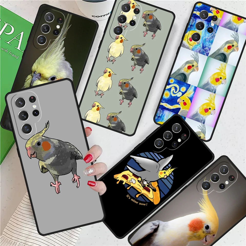 Cartoon Cockatiel Collage For Samsung Galaxy S24 Ultra S21 S22 S8 S9 S10E Note 10 20 Plus FE S23 Phone case Cover Coque