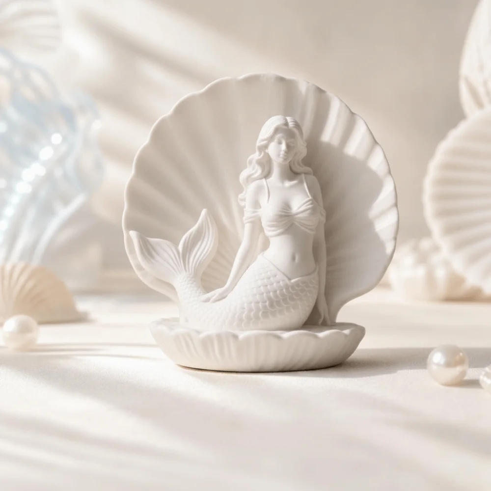 Unique 3D Printed Mermaid Figurine Light Luxury Ornaments Mermaid In Shell Statue Elegant Creative Desktop Decoration Gift