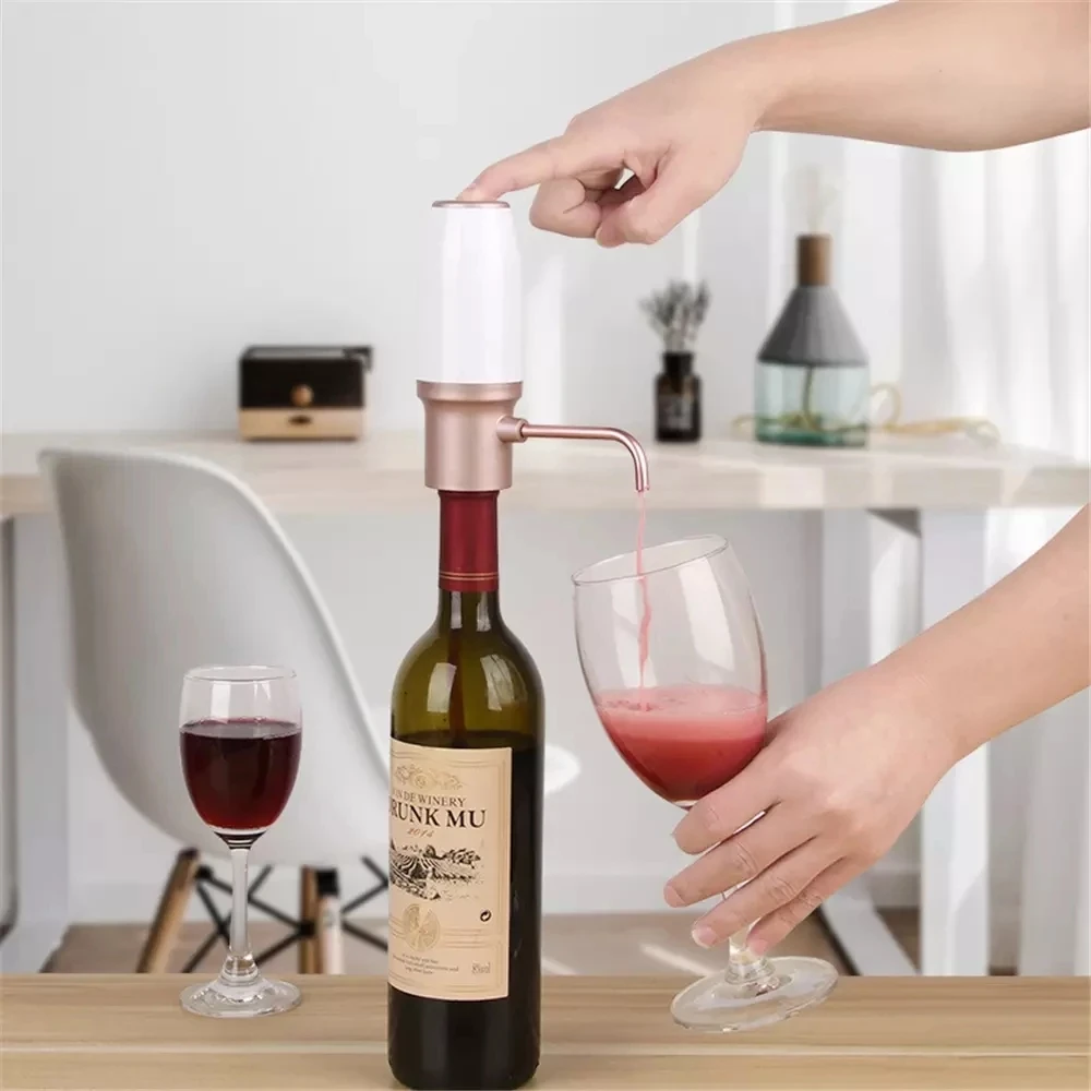 Electric Wine Decanter Dispenser With Base Quick Sobering Automatic Wine Decanter Golden Aerator Pourer For Bar Party Kitchen