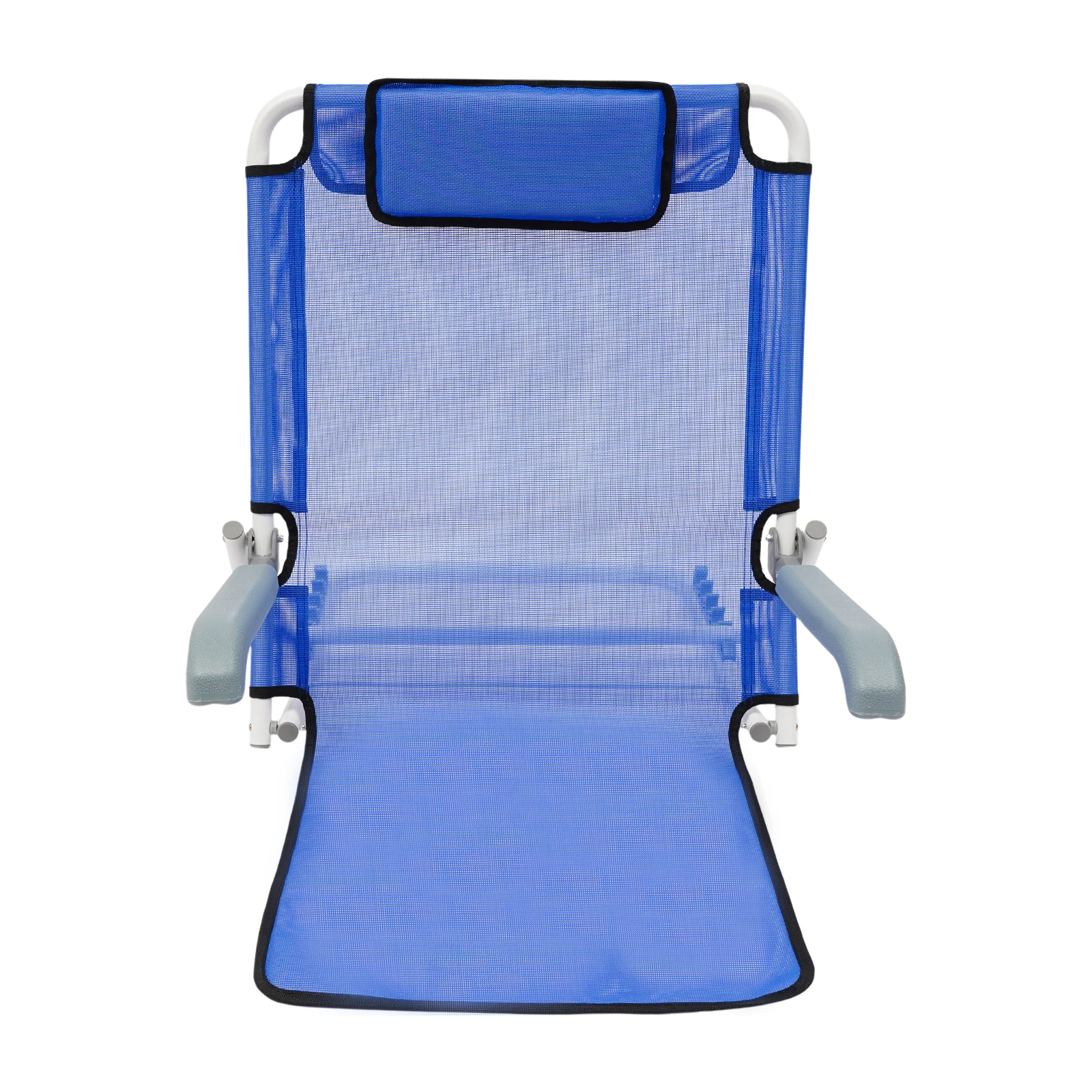 

Blue Foldable Adjustable Bed Backrest Support Iron Painting Frame Breathable Mesh Cloth Sponge Cushion 5 Gears 20 To 75 Degrees Angle Adjustment With 40cm Armrest Max Load 90kg No Assembly Patient Care Sitting Aid Bed Rest Chair