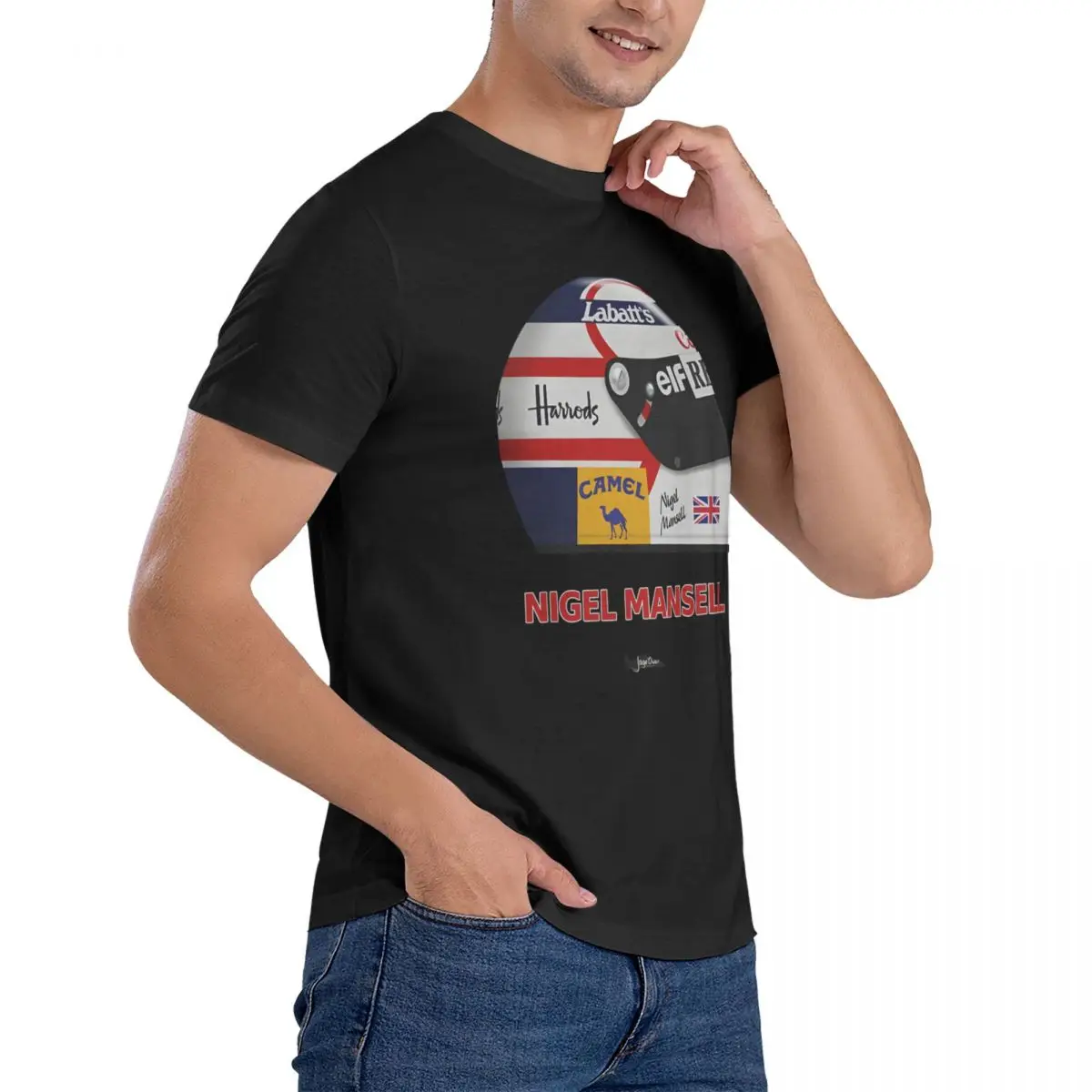 Unique Handsome T-Shirt Men O Neck Pure Cotton T Shirt Nigel mansell Short Sleeve Tees Unique Tops