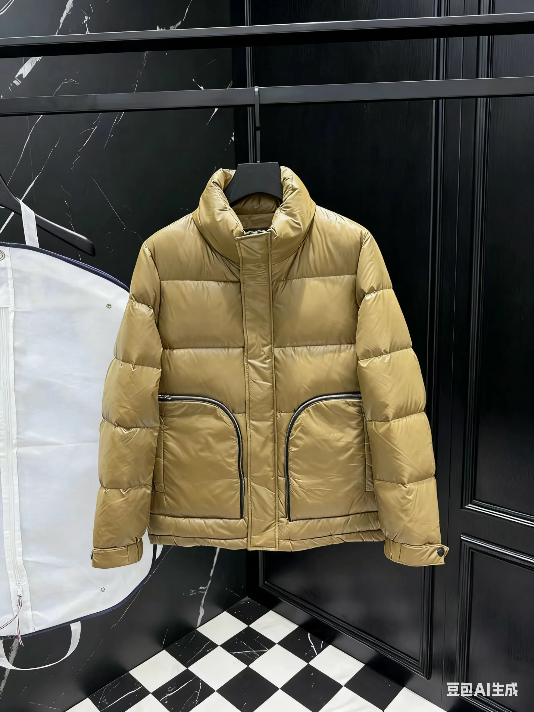 

2025 Men's Black Stand Collar Puffer Jacket Thick Warm Windproof Cold Weather Coat