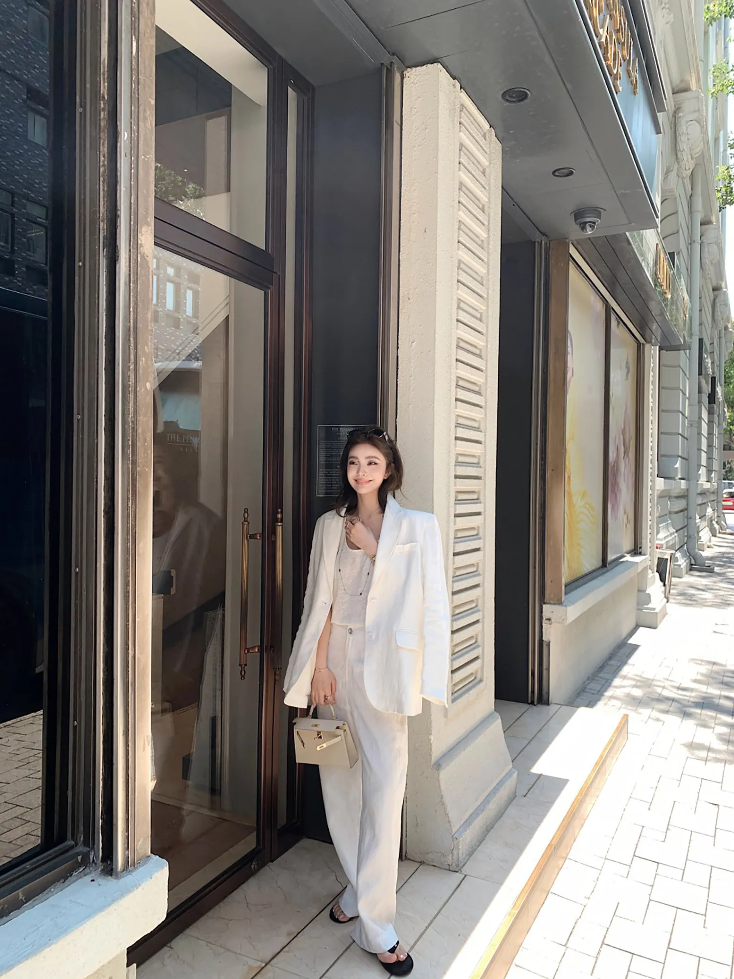 

Bla Label Linen Suit Spring Commute Loose Fit Old Money Silhouette Pure Linen Women's Long Sve Coat Regular Length