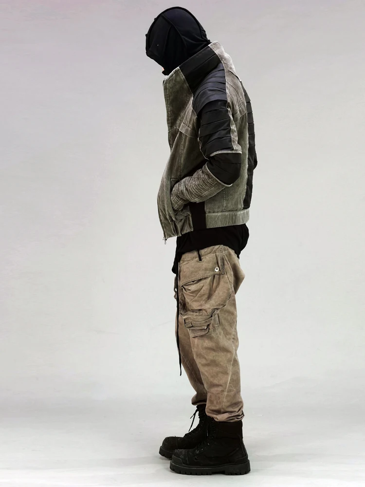 High Street Pioneer Wasteland Sand Dune Functional Tie Dye Distressed Multi Pocket Shell Pants Men's Workwear Casual Pants