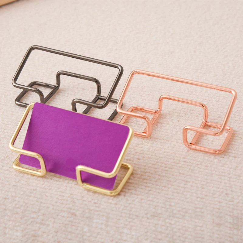 (1pcs)Minimalist Hollowed out Business Card Box Creative Iron Lined Business Card Holder Desktop Business Card Display Rack image 3