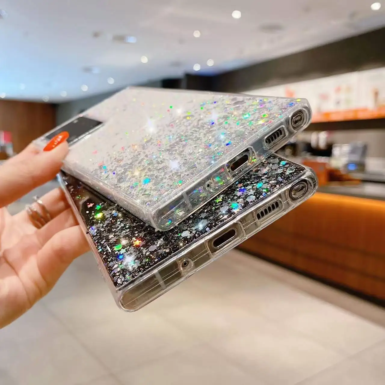 Image 6: Pour Samsung Galaxy S25 S24 S23 S22 S21 Ultra étui paillettes étoile paillettes clair mince étui pour Samsung S20 FE Note 20 Plus couverture