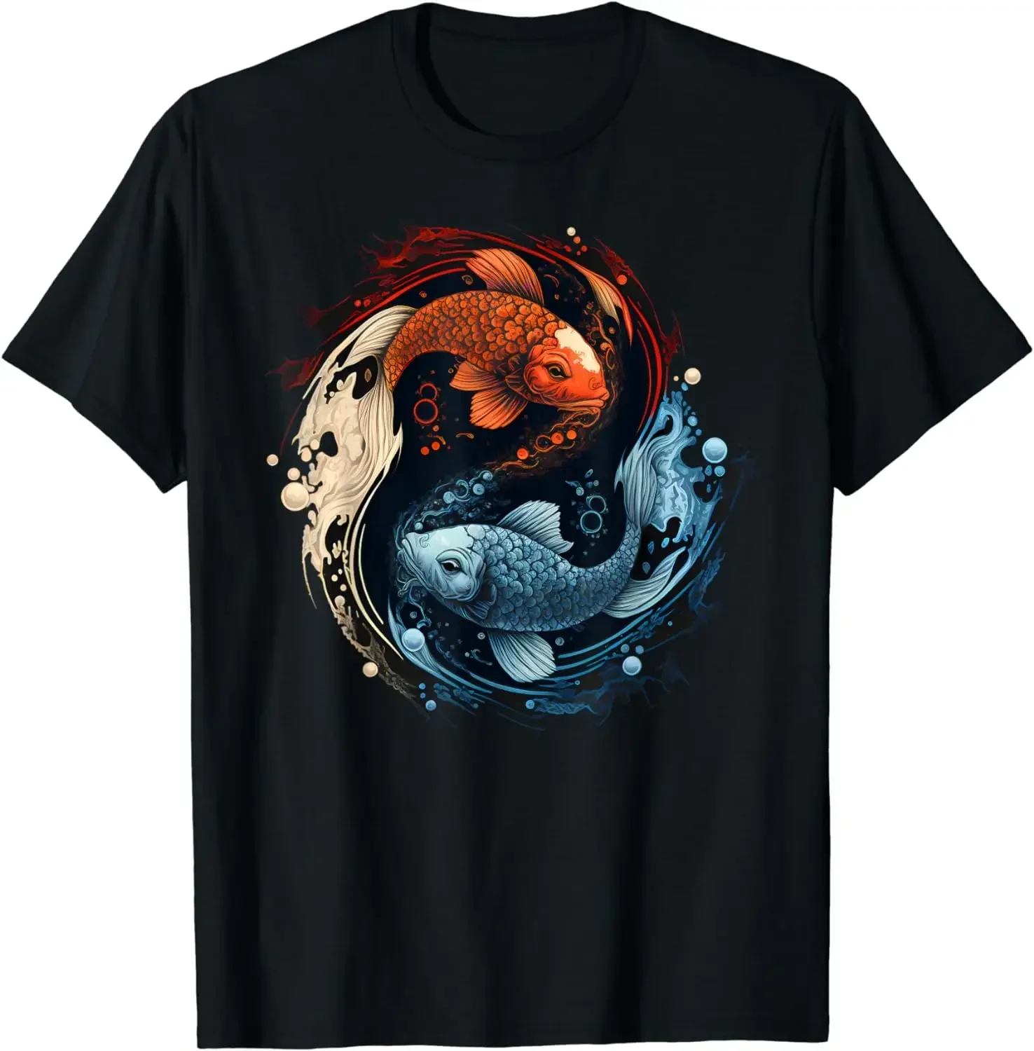 Koi Fish Yin Yang T-Shirt  men clothing Tees Camisas  Chinese Characteristic Taiji Yin-yang Kung Fu  Tops  harajuku  streetwear