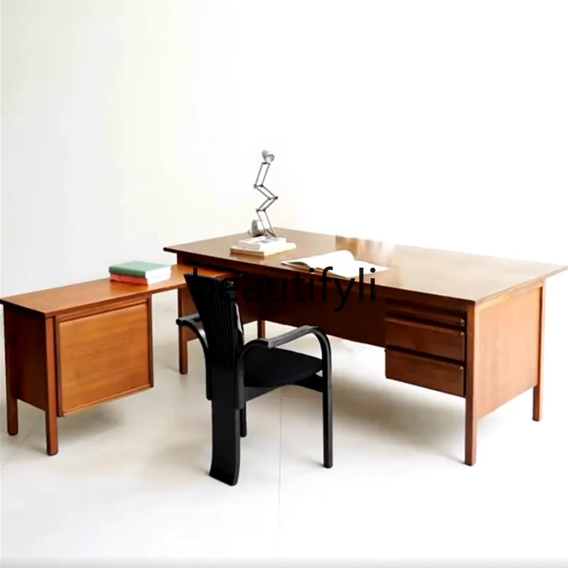 

Средневековый письменный стол из цельного дерева, угловой стол в стиле ретро, средневековый стол