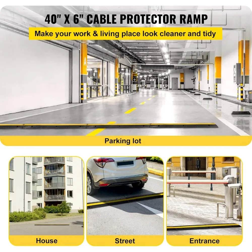 4 حزمة من 1-قناة المطاط كابل حامي سلالم الثقيلة 18000Lbs الحمولة سلك كابل غطاء الحبل منحدر سرعة عثرة