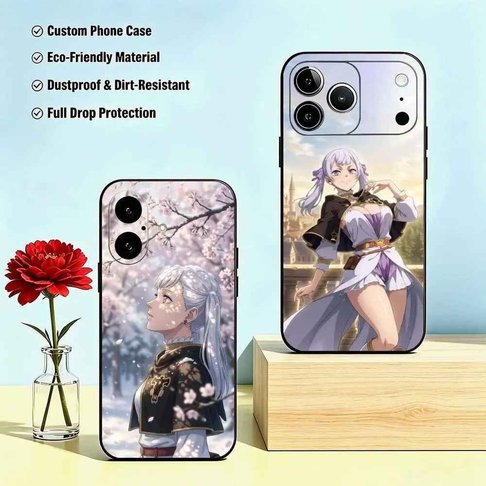 Black C-Clover Noelle Silva  Phone Case Silicone Soft For IPhone18 17 16 15 14 13 12 11 X XR Plus Pro Max Plus Gift