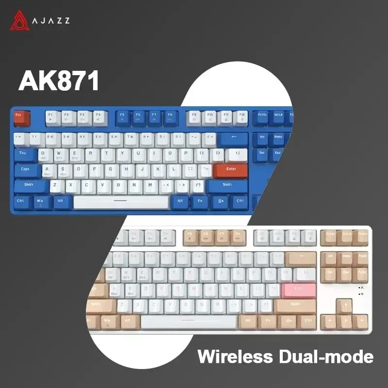 Ajazz Ak871 Wireless Mechanical Keyboards Pc Office 87 Keys Win/Max Dual-mode Hot-Swappable Long Battery Life Laptop Accessories