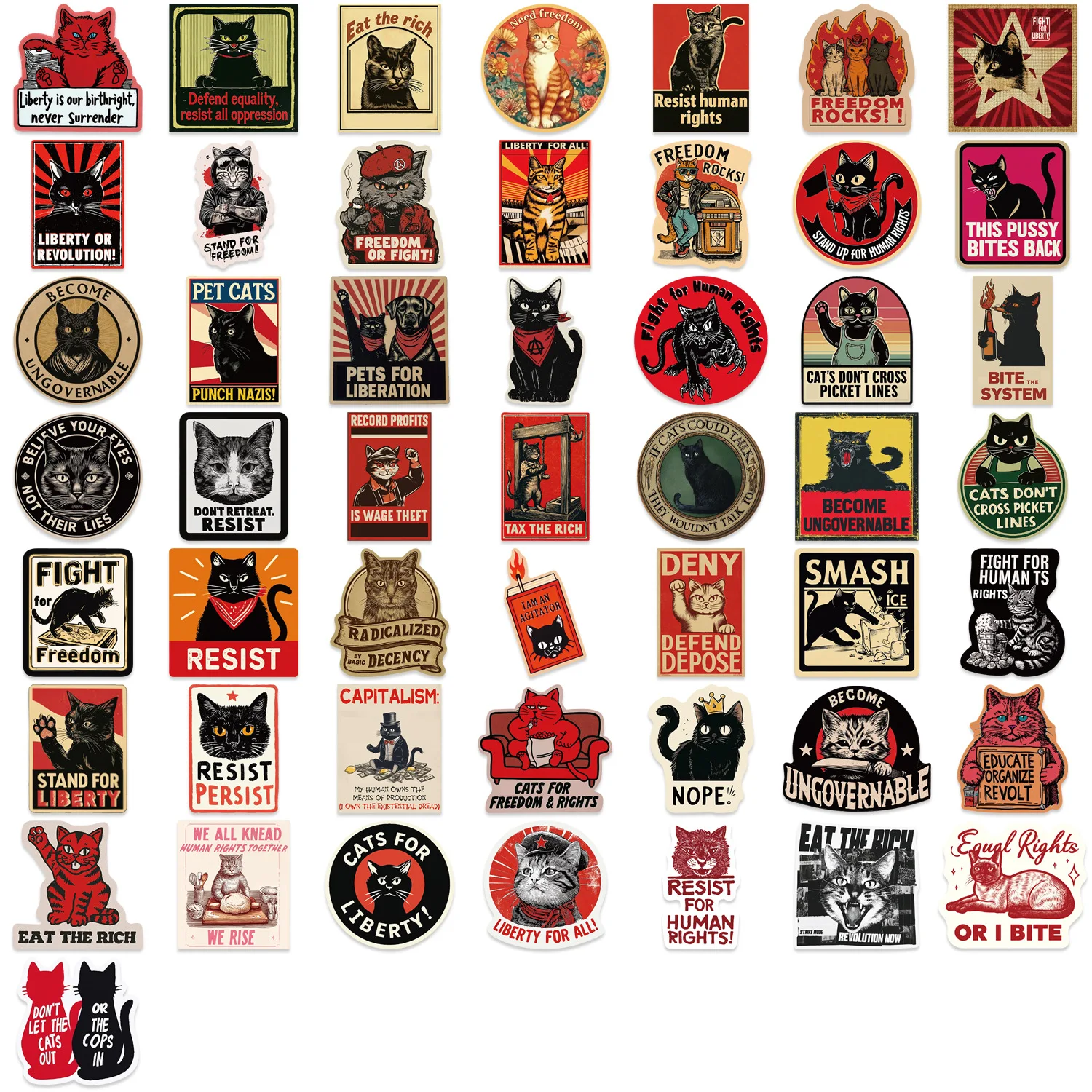 50-100PCS 5 Cartoon Cat Resistance Graffiti Stickers Decorative Guitar Notebook Luggage DIY Waterproof