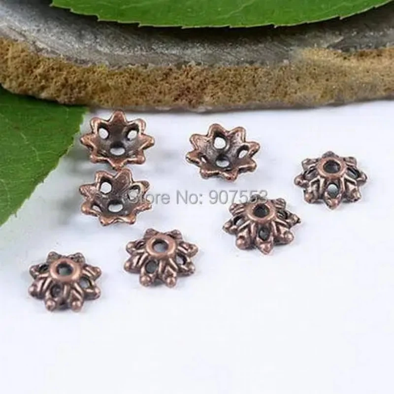 

100pcs 8.5mm Dull Copper Tone Flower Beads CAPS H1944 Beads for Jewelry Making