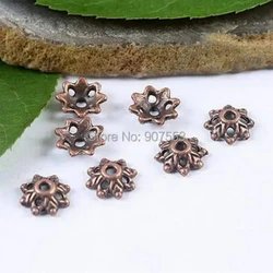 100pcs 8.5mm Dull Copper Tone Flower Beads CAPS H1944 Beads for Jewelry Making