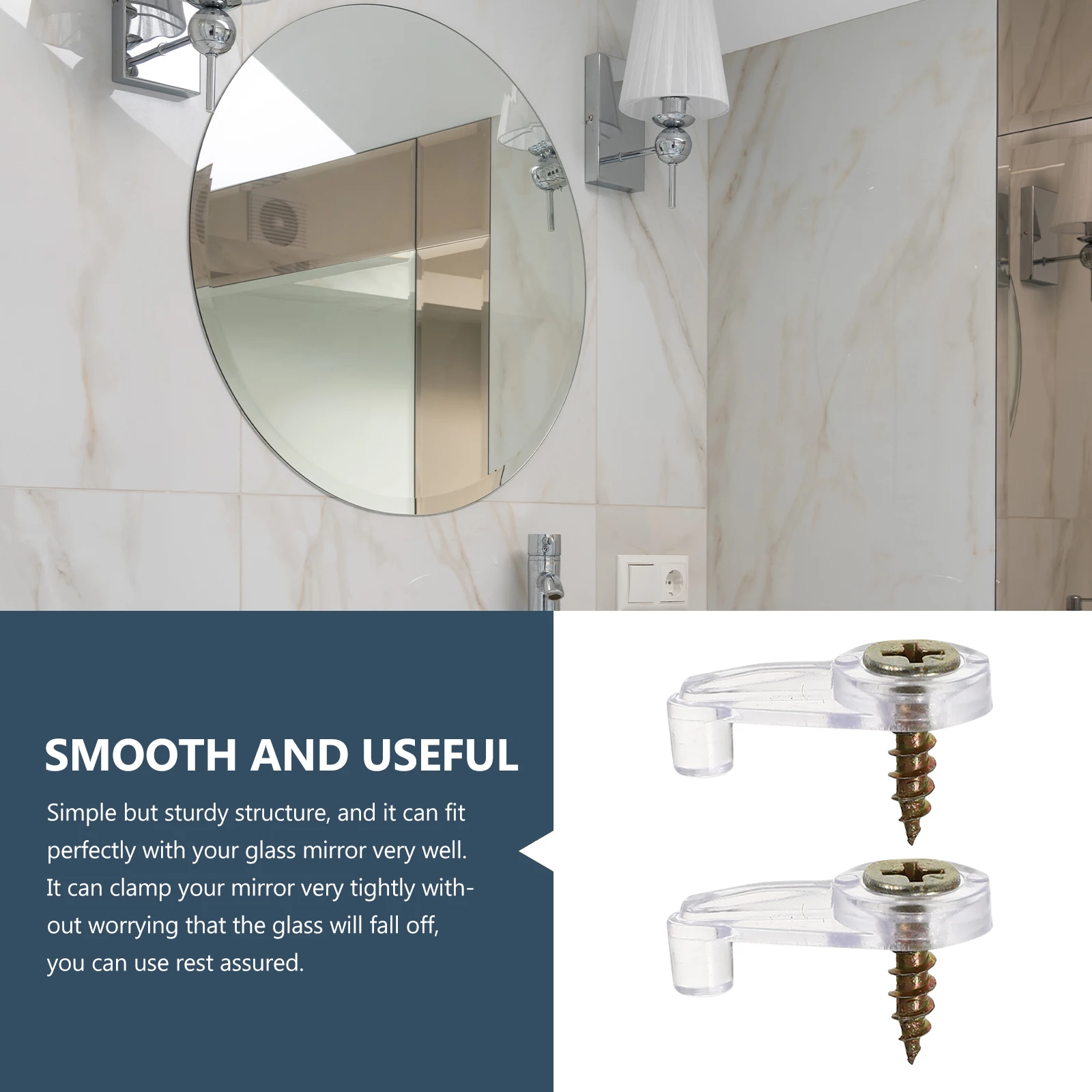 100pcs Mirror Clips 100 4x16 Screws Glass Retainer Cabinet Mounting Hardware Bathroom Wardrobe Fixing Bracket