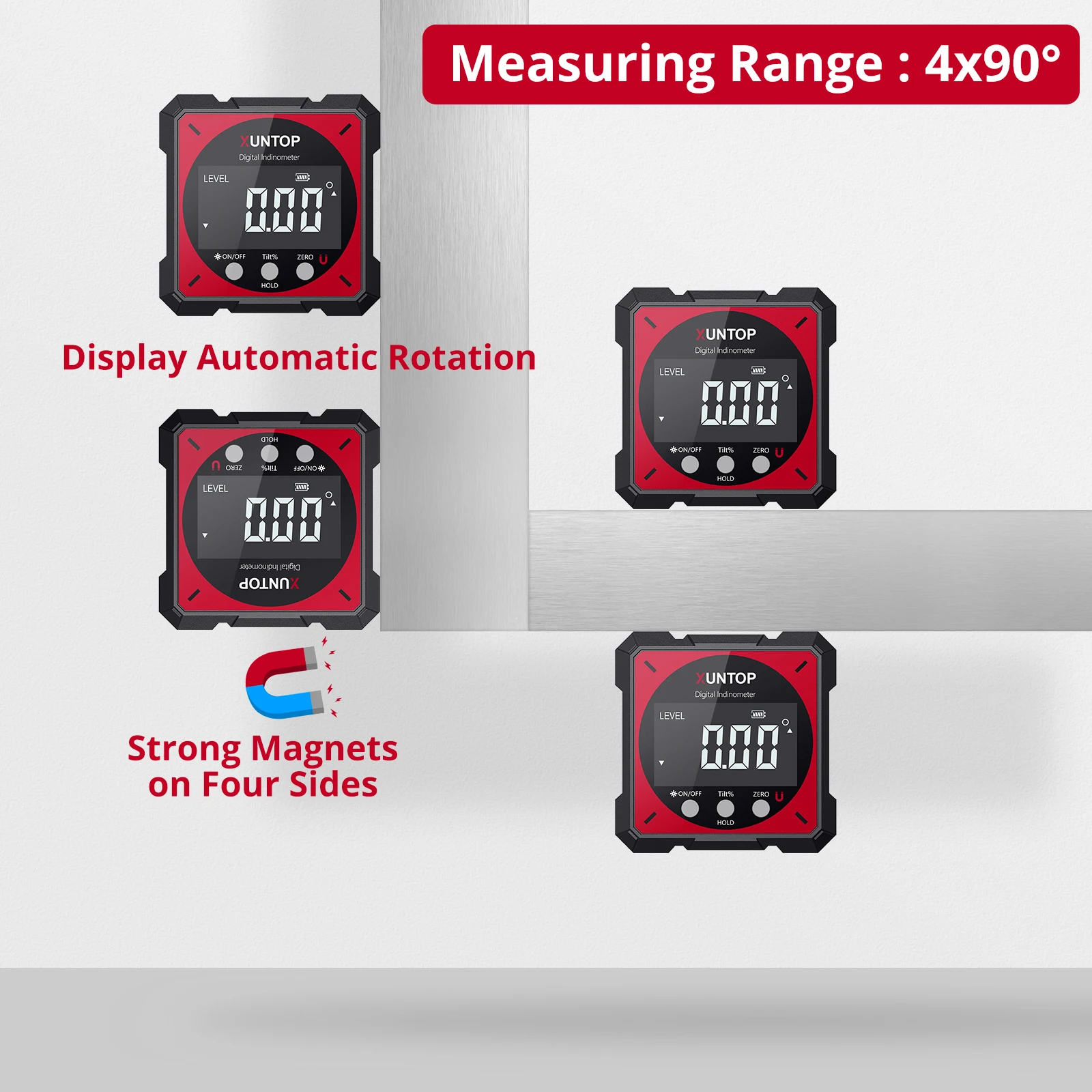 Rechargeable Digital Level Box Angle Finder With Electronic Laser 4 Side Strong Magnetic Angle Gauge Type-c Charging Cable