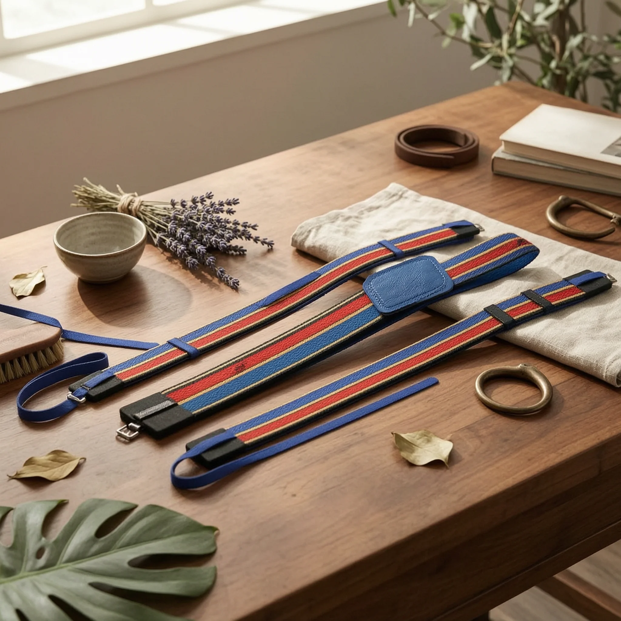 3-pieces-girth-strap-set-looped-ends-horse-riding-tack-set-surcingle-strap-adjustable-equestrian-gear-striped