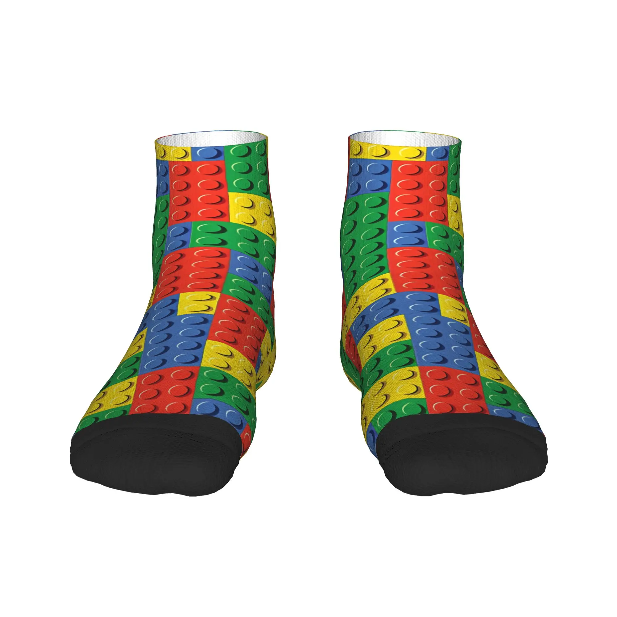 Classic Primary Color Building Blocks Casual Socks For Couple Leisure Quality Soft Ankle Socks Summer Climbing Pattern Anti Sock