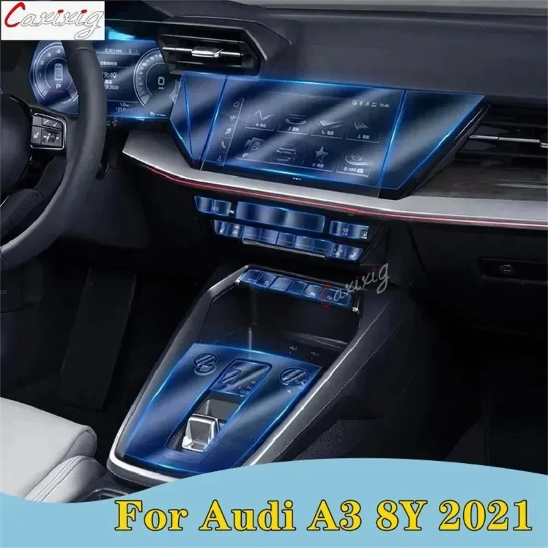 

Для Audi A3 8Y 2021, аксессуары для салона автомобиля, центральная консоль двери автомобиля, медиа-приборная панель, навигация, защитная пленка из ТПУ от царапин