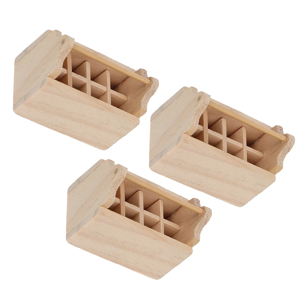 

3 Pcs Wooden Tool Box Creative Miniature Model DIY Decor Photo Toolbox House Furniture Family