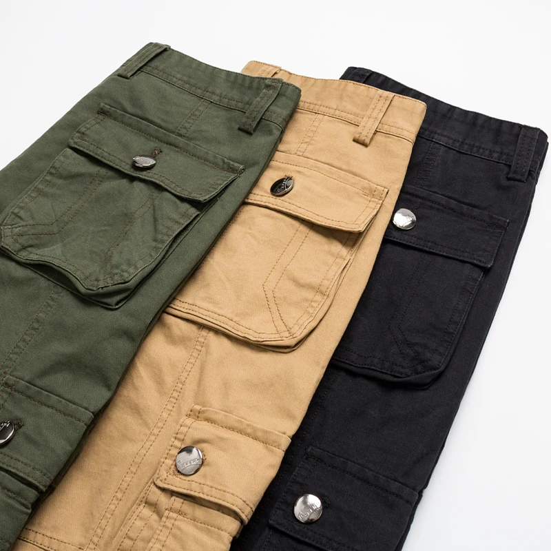 

High Quality Spring Autumn Cotton Cargo Pants Men Multi-Pocket Work Wear Straight Outdoors Overalls Trousers Male Plus Size 40