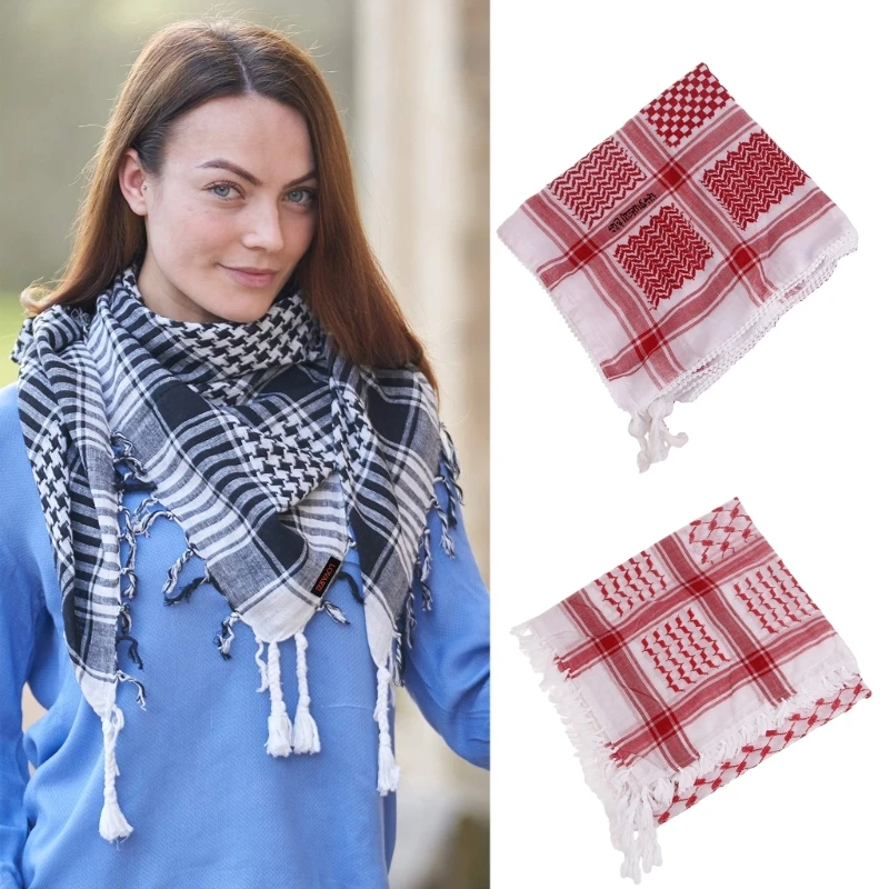 Arab Style Jacquard Pattern Adult Religious Scarf Hiphop Keffiyeh Headscarf Adjustable Turban Multi-Purpose Headscarf