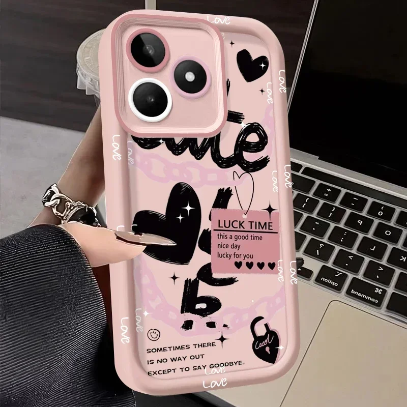 Funda moderna con forma de corazón de amor para Realme C67 C65 C15 C11 C63 C35 C61 C55 C53 C51 C51s C17 C30 C21 C12 C25 C20 Note 60 50
